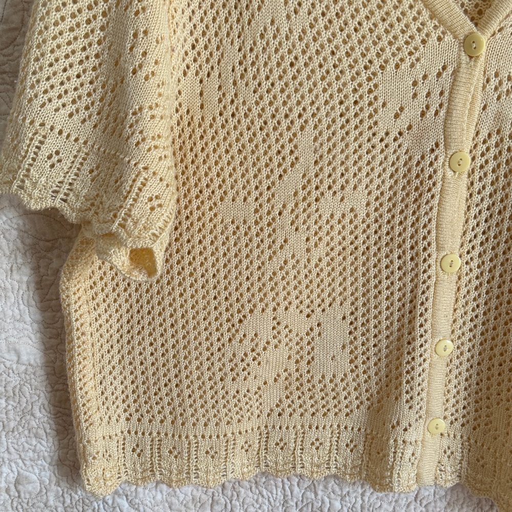 Kathie Lee Collection Light Yellow Knit Cardigan - Picture 3 of 5